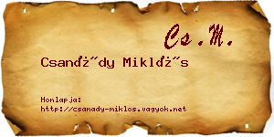 Csanády Miklós névjegykártya