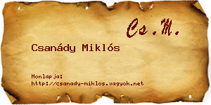 Csanády Miklós névjegykártya