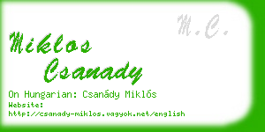 miklos csanady business card